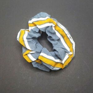 Stripe chiffon blue while mustard yellow scrunchie